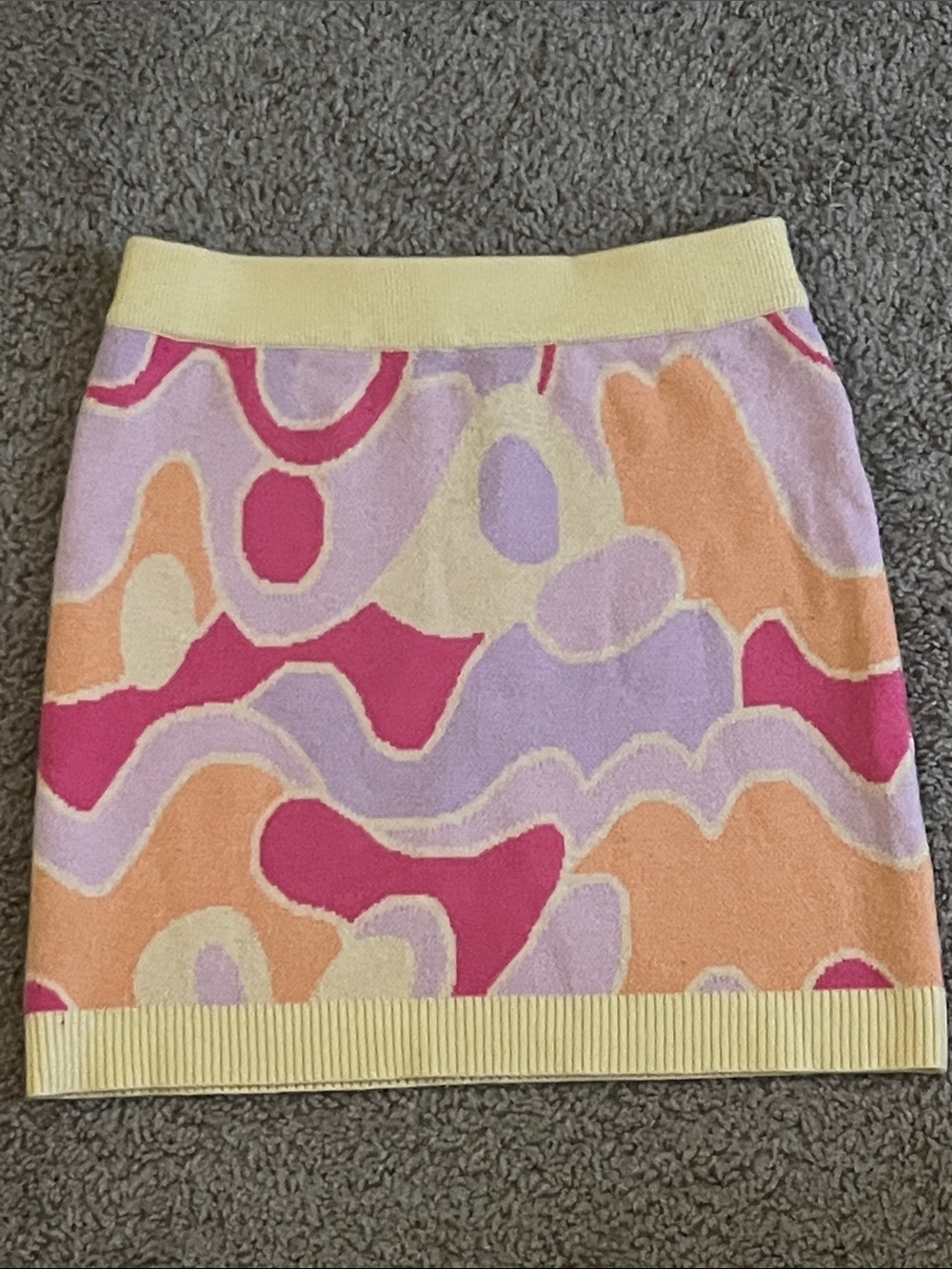 Peppermayo Pink & Orange Wave Knit Mini Skirt